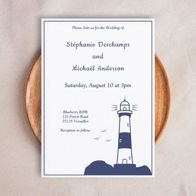 Ljusfyr Bröllopsinbjudan Inbjudningar (Lighthouse Wedding Invitation)