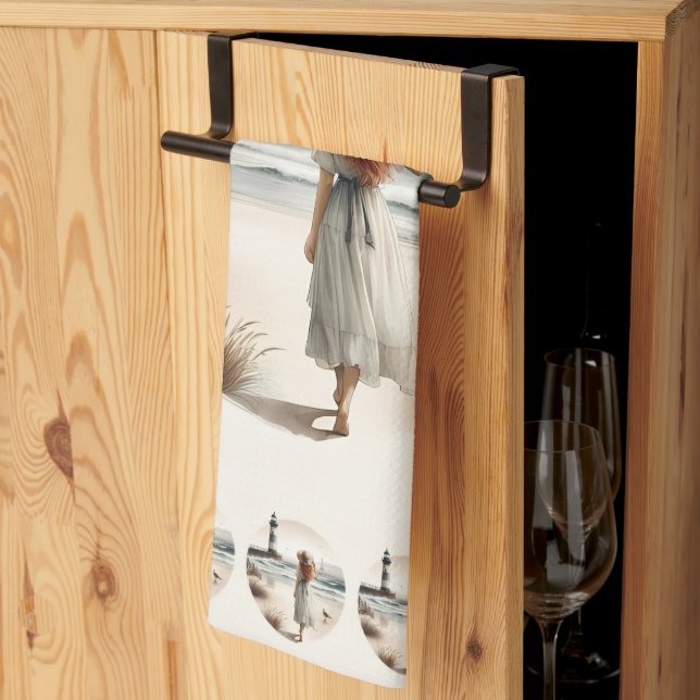 Ljusfyr i havet kökshandduk (Thirds Fold)