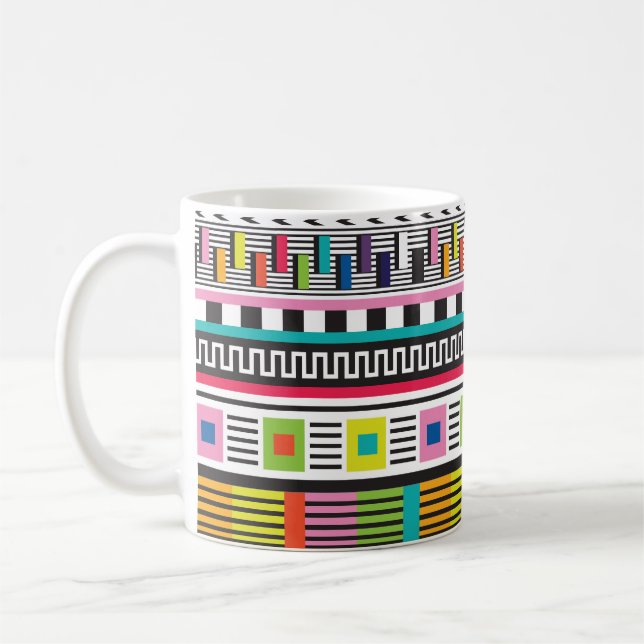 Ljusgeometriskt Linjer: Abstrakt sömlös. Kaffemugg (Vänster)