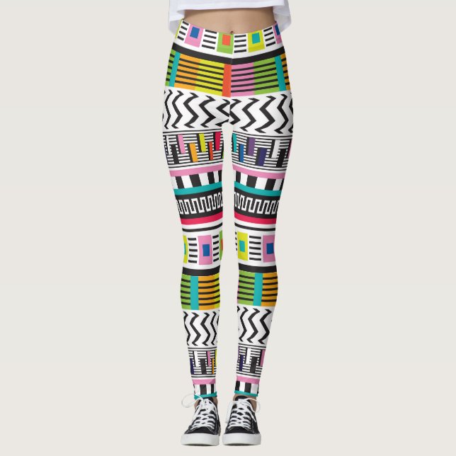 Ljusgeometriskt Linjer: Abstrakt sömlös. Leggings (Framsida)