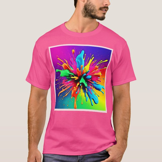 Ljusglad färgexplosion Design T Shirt (Framsida)