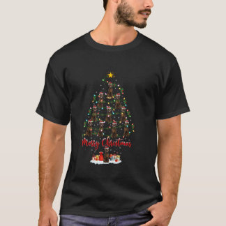 Ljusglad julmatchande tomte irländsk setter hund j t shirt