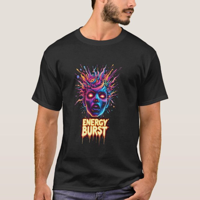 Ljusglad psykedelisk explosion Trippig ansiktsfärg T Shirt (Framsida)