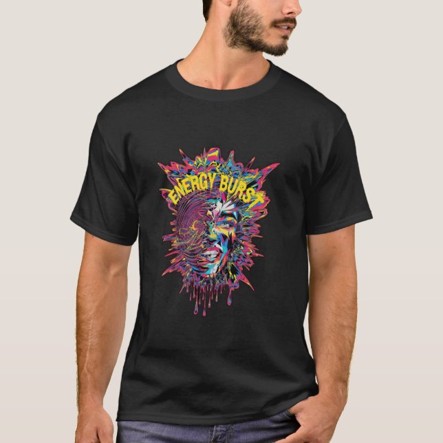Ljusglad psykedelisk explosion Trippig ansiktsfärg T Shirt (Framsida)