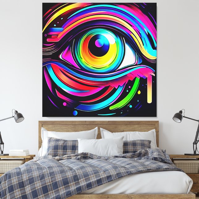 Ljusglad psykedelisk ögonkonst canvastryck (Insitu (sovrum))