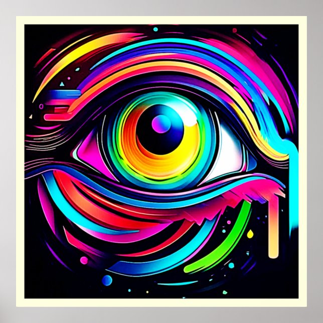 Ljusglad psykedelisk ögonkonst poster (Framsidan)