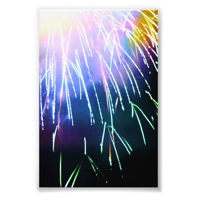 Ljusglada 4:e juli-fyrverkerier 4x6 fototryck (Framsidan)