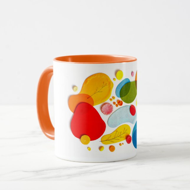 Ljusglada Abstrakt Organisk Form Pop Art Collage Mugg (Framsida vänster)
