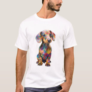 Ljusglada Psykedeliska Färgrika Dachshund-män T Shirt