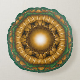 Ljusglänsande blommigt fractal mönster rund kudde