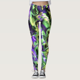 Ljusglänsande Hög Ljusglad Boho Hippie Fraktal Mar Leggings
