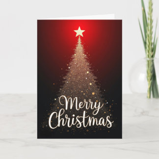 Ljusglänsande julkort med glitterträd kort