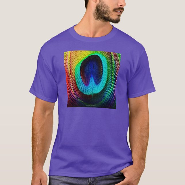 Ljusglänsande påfågelsfjäder tee shirt (Framsida)