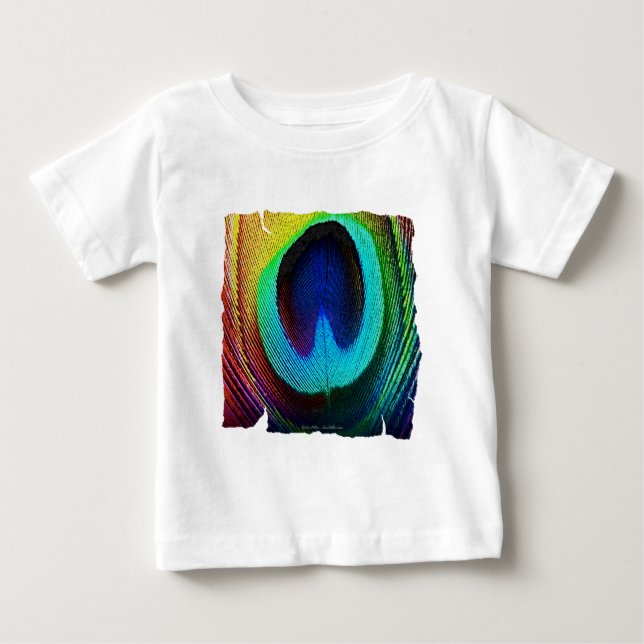 Ljusglänsande påfågelsfjäder tee shirt (Framsida)