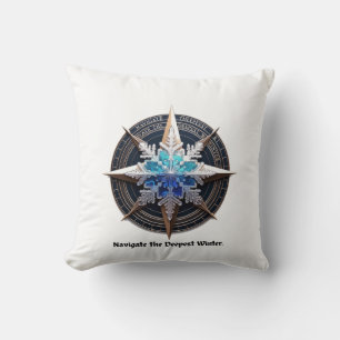Ljusglänsande Snöflinga T-Shirt, Kompass Metallisk Kudde