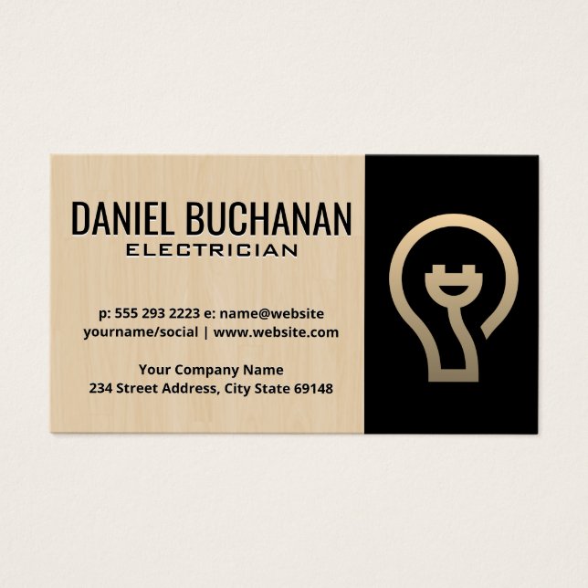 Ljusglödlampa för elektrisk anslutning | Elektrisk Visitkort (Framsidan)