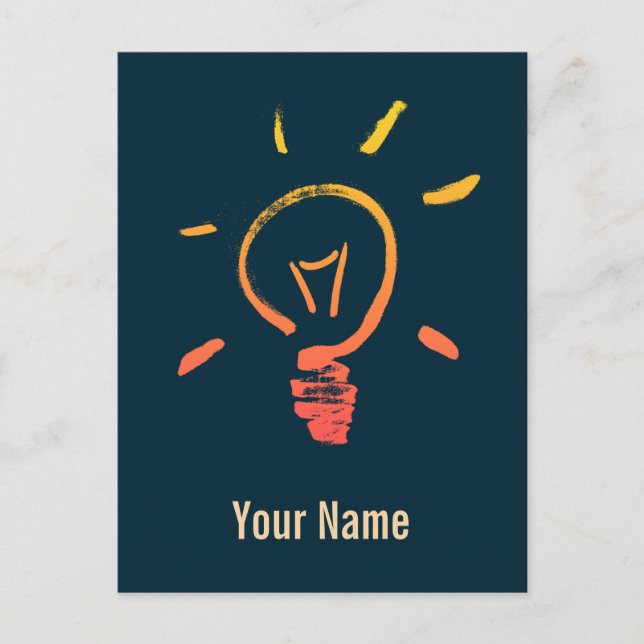 Ljusglödlampa, glödlampslampa, smart elektriker helg vykort (Framsida)