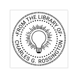 Ljusglödlampa Ljus idé Rund bibliotek bok Självfärgande Stämpel