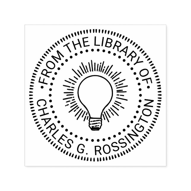 Ljusglödlampa Ljus idé Rund bibliotek bok Självfärgande Stämpel (Design)