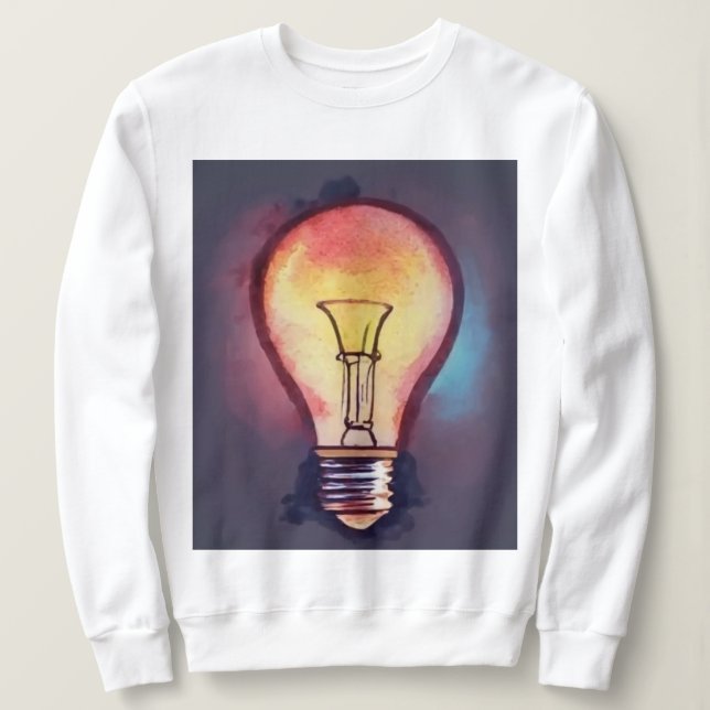 Ljusglödlampa, vattenfärgsfärg, bulb t shirt (Design framsida)