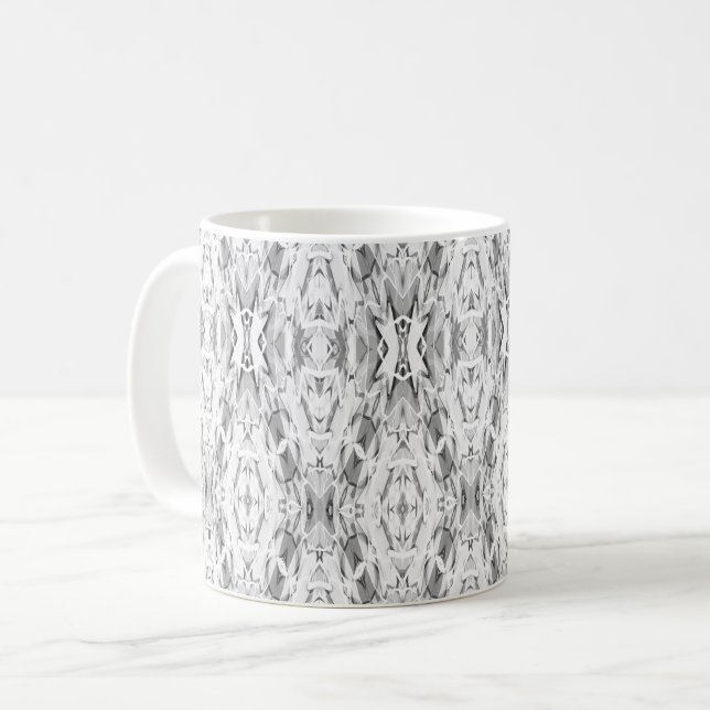 Ljusgrå abstrakt geometrisk mönster kaffemugg (Framsida vänster)