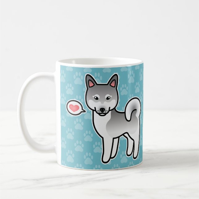 Ljusgrå Alaskan Klee Kai Hund Med Ett Hjärta Kaffemugg (Vänster)