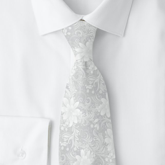 Ljusgrå blomsterbatik slips (Skapare uppladdad)