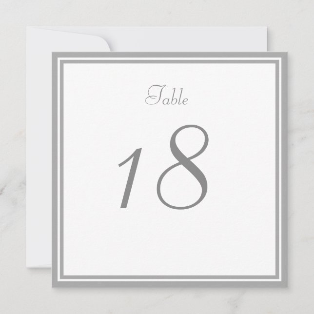 Ljusgrå Bordskort för Bröllop (Framsida)
