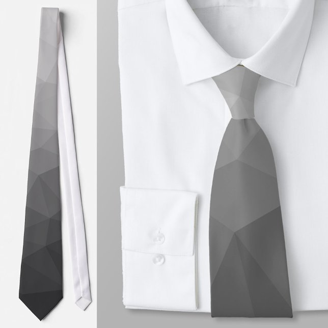 Ljusgrå Gradient Geometriskt Nätmönster Slips (Skapare uppladdad)
