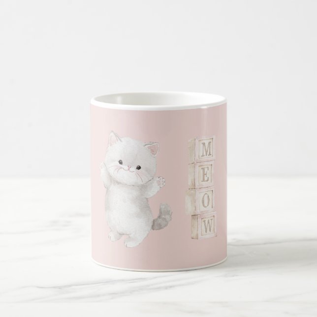 Ljusgrå Kattunge Katt Mjao Kaffemugg (Center)