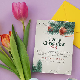 Ljusgrå och grön julfestinbjudan julkort