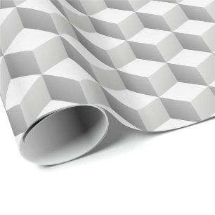 Ljusgrå vita skuggade 3D-kuber Presentpapper
