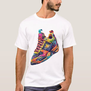 Ljusgraffiti-sprutande estetisk streetwear-sneaker t shirt