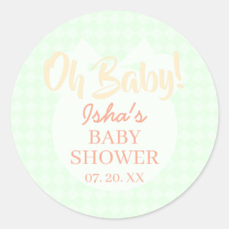 Ljusgrön Baby Shower Oh baby Rund Klistermärke
