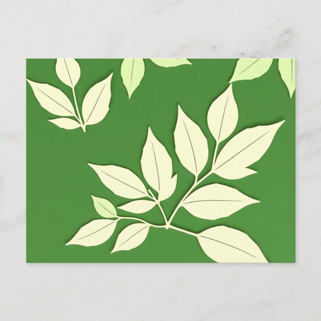 Ljusgrön bakgrund med blekt blad  vykort (Framsida)