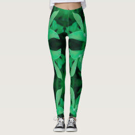 Ljusgrön bladväxt Pastellfärgade Leggings