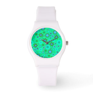 Ljusgrön Blommig Kraft Mönster Armbandsur