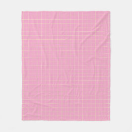 Ljusgrön cellmönster rosa rutig. fleecefilt