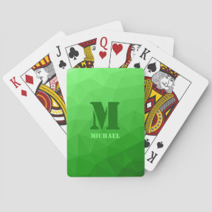 Ljusgrön geometrisk nätmönster Monogram Casinokort