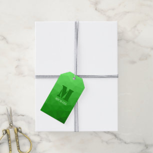 Ljusgrön geometrisk nätmönster Monogram Presentetikett