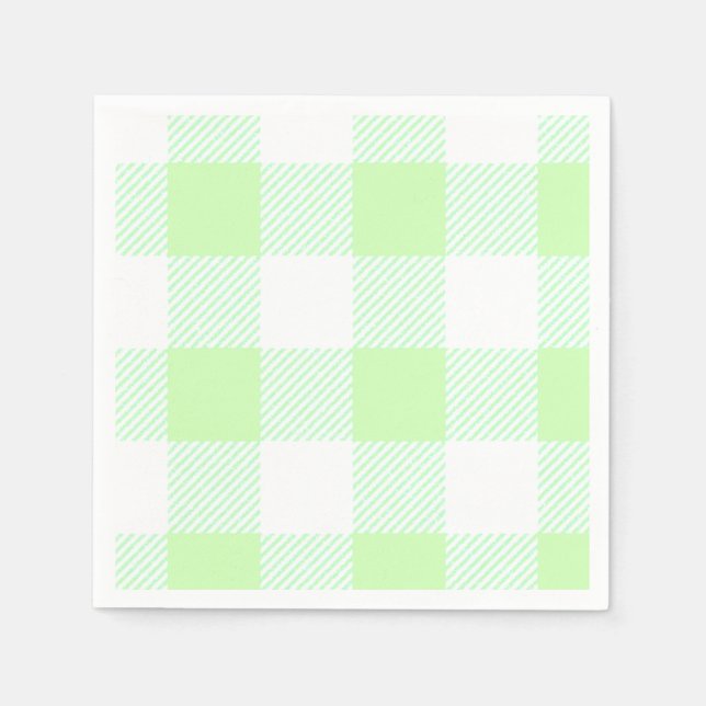 Ljusgrön Gingham Rutig Mönster Pappersservett (Framsidan)