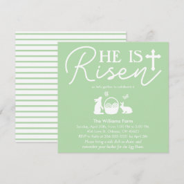 Ljusgrön "Han är uppstånden" påskfirande Inbjudningar