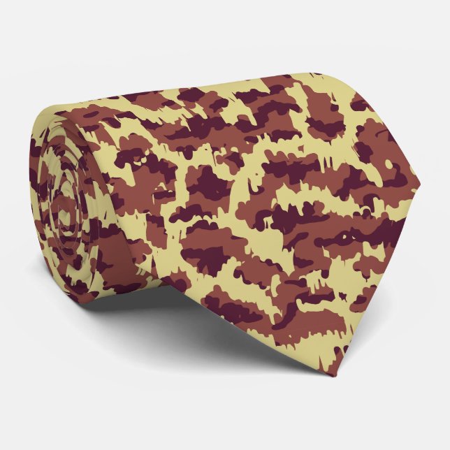 Ljusgrön kamouflage doodle retro svart och röd söm slips (Rullad)