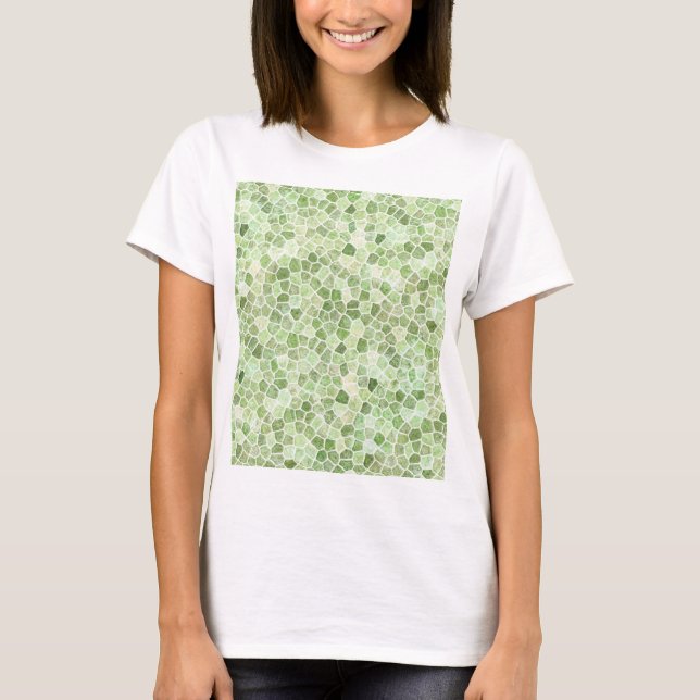 Ljusgrön kullerstens-plockstens-terrazzo-mönster t shirt (Framsida)
