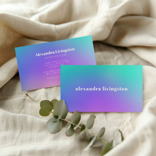 Ljusgrön Lila Abstrakt Gradient Glamour Företagsko Visitkort