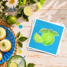 Ljusgrön Lime på Blå Handritad Citrusfest