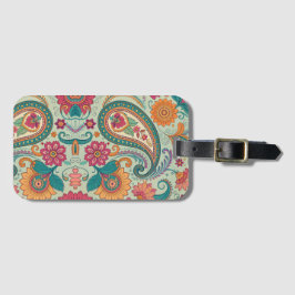 Ljusgrön livfull Boho Paisley blommig mönster Bagagebricka