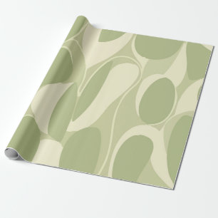 Ljusgrön och beige abstrakt cirkelmönster presentpapper