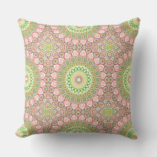 Ljusgrön och Magenta Mandala-mönster Kudde