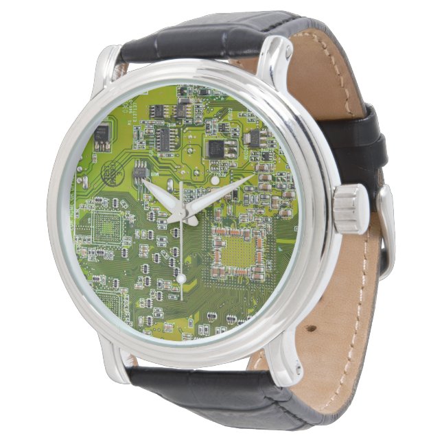 Ljusgrön PCB-kretskortdesign för IT-proffs Armbandsur (Vinklad)